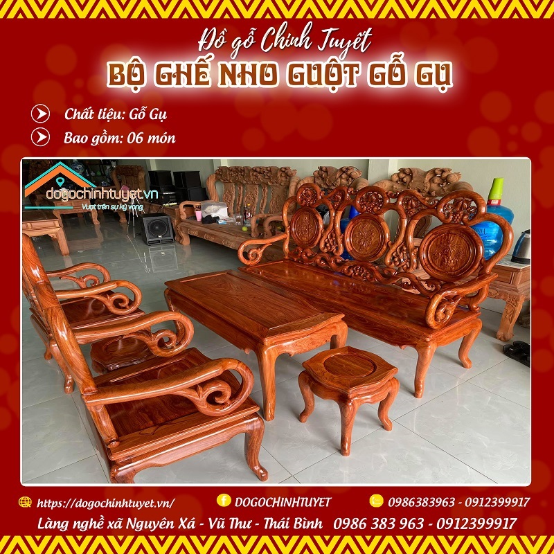 Bộ bàn ghế Guột Nho Thái Bình